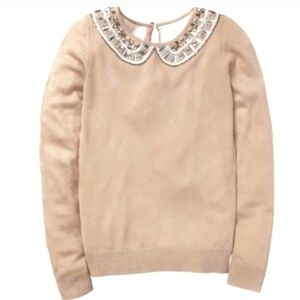 Boden Beaded Collar Pink Sweater